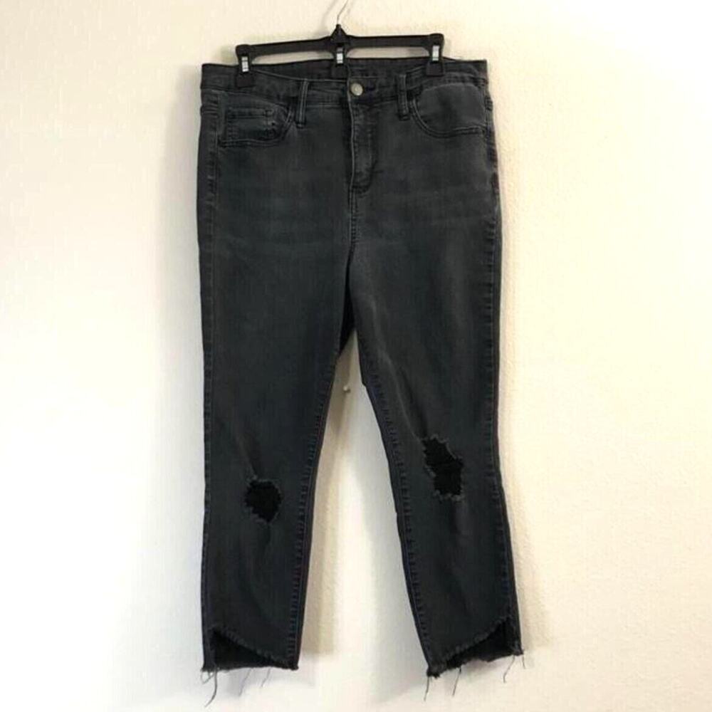 Wild Fable Size 12 Distressed Black Jeans Alternative Goth Emo Punk Hole Frayed
